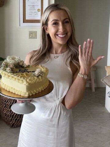 dietitian holding a cake