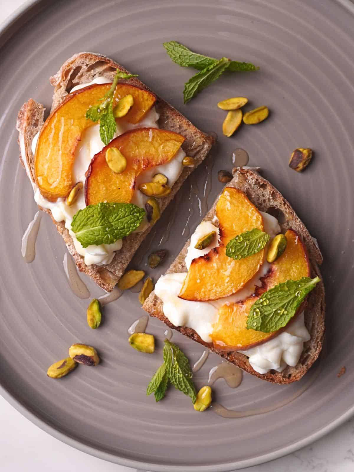 peach ricotta toast