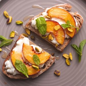 peach ricotta toast